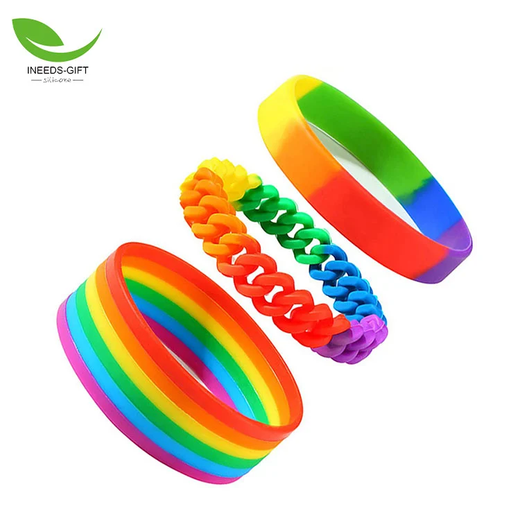 Bracelet en silicone torsadé arc-en-ciel